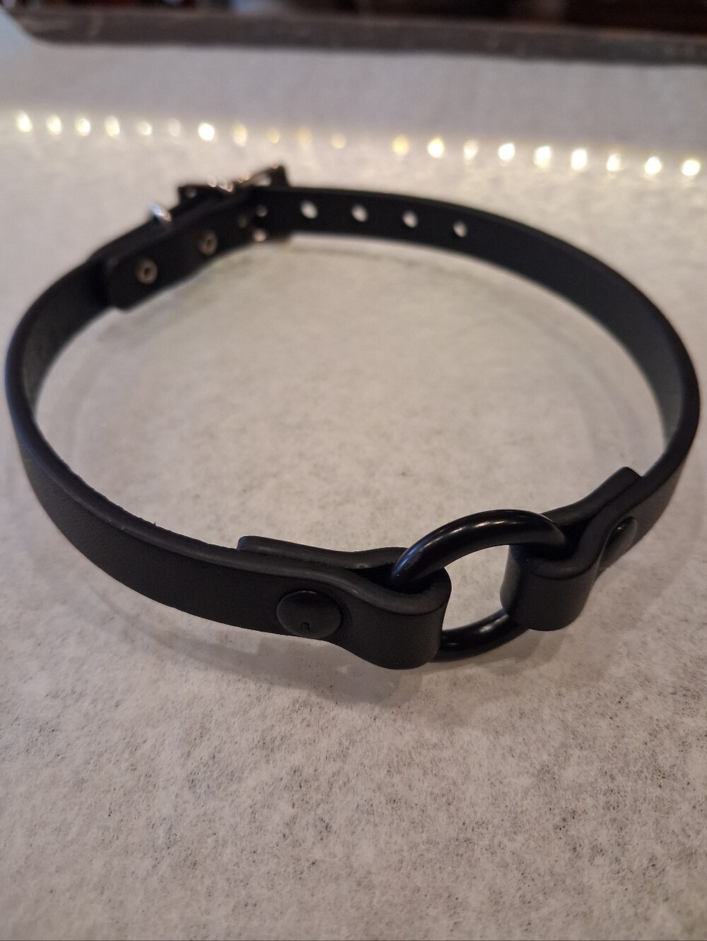 Black O-Ring Vegan Leather Choker - Unbranded